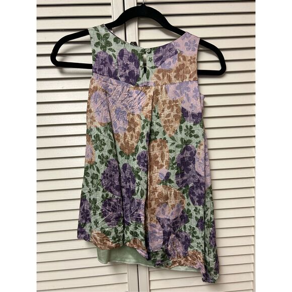 Manila Grace Purple Green Multicolor Sleeveless Assymetrical Blouse, Sz Medium + - Picture 9 of 9